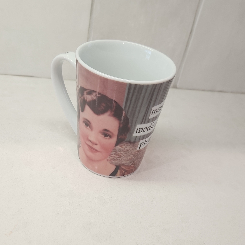 Vintage Style White and Brown Coffee Mug